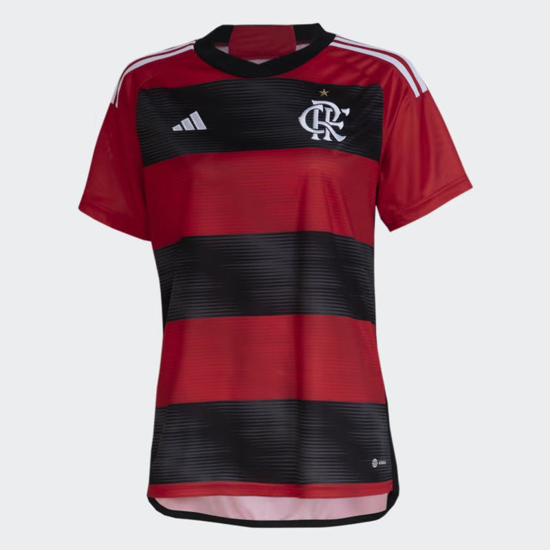 Camisa Feminina Flamengo I 23/24 Adidas - Preto e Vermelha