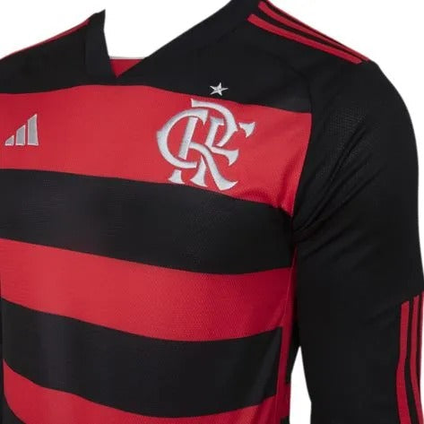 Camisa Manga Longa Flamengo I 24/25 - Adidas - Vermelho e Preto